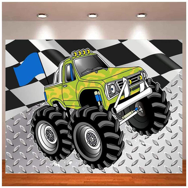 Monster truck fotografia pano de fundo carro de corrida tema festa de fundo  meninos festa de aniversário decoração do chuveiro do bebê suprimentos  estúdio foto - AliExpress